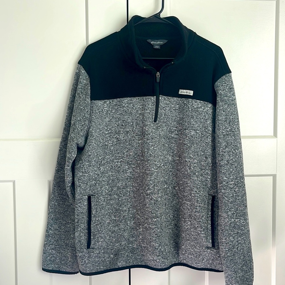 Eddie Bauer Men’s 1/4-Zip Sweater Fleece | Gray & Black | XL